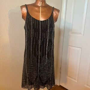 Parker Black Dress with Silver Bead Accents